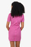 Fendi X Skims Pink Knit Bodycon Embossed Mock Neck Dress Size 42