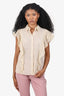 Theory Cream Ruffle Detail Eyelet Top Size M