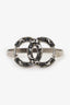 Pre-Loved Chanel™ Silver Tone CC Black Crystal Cuff