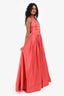 Catherine Regeher Red Silk Plunge Halterneck Gown Size S