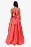 Catherine Regeher Red Silk Plunge Halterneck Gown Size S