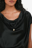 St. John Black Satin Cowl Neck Sleeveless Top Size S