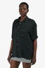 Vis a Vis Black Silk Button Up Top Size 3