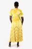 Miu Miu 2020 Yellow Velvet V Neck Ruffle Midi Dress Size 42
