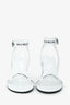 Balenciaga White Leather Logo Ankle Strap Heeled Sandals Size 39