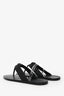 Gucci Black Leather Silver GG Thong Sandals Size 10 Mens