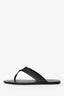 Gucci Black Leather Silver GG Thong Sandals Size 10 Mens