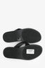 Gucci Black Leather Silver GG Thong Sandals Size 10 Mens