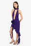Fanci Club Purple Ruffle Halter Neck Dress Size XS