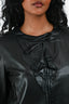Miu Miu Black Lambskin Ruffled Cropped Zip Jacket Size 44