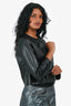 Miu Miu Black Lambskin Ruffled Cropped Zip Jacket Size 44