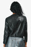 Miu Miu Black Lambskin Ruffled Cropped Zip Jacket Size 44
