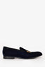Louis Vuitton Navy Velvet Gold Embroidered Logo Loafers Size 10 Mens