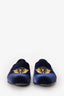 Louis Vuitton Navy Velvet Gold Embroidered Logo Loafers Size 10 Mens
