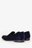 Louis Vuitton Navy Velvet Gold Embroidered Logo Loafers Size 10 Mens