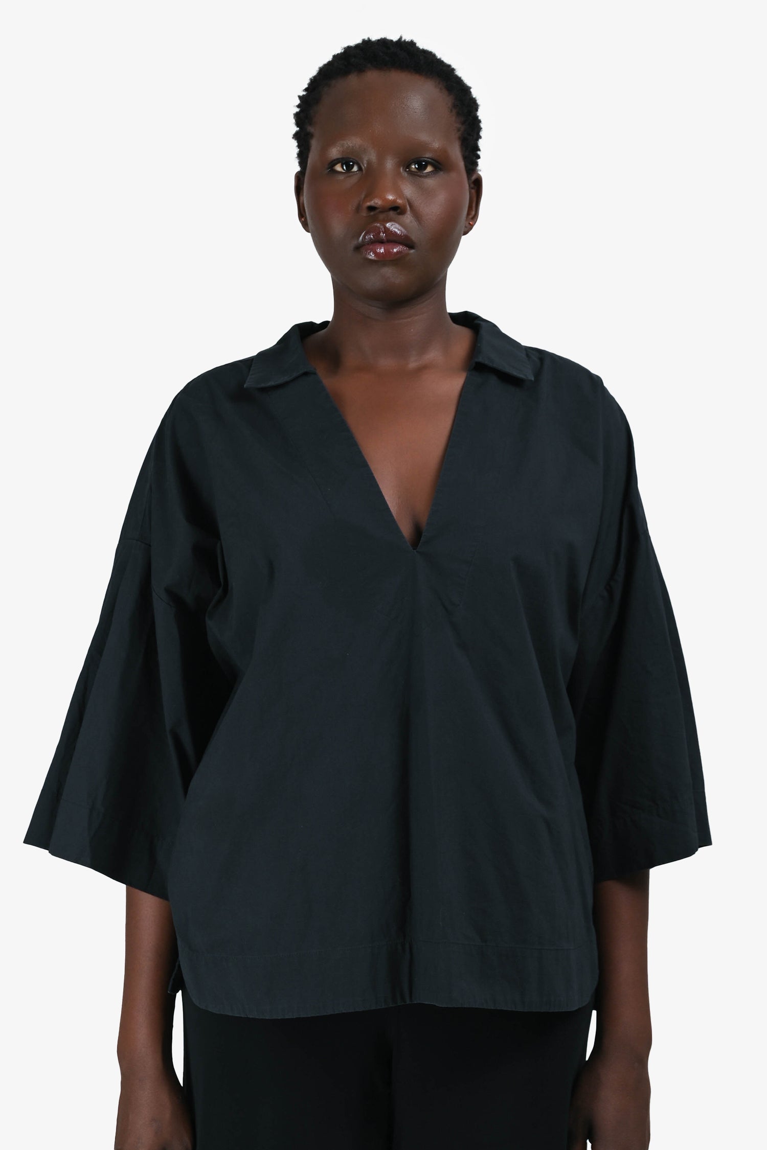 Frame Black Poplin Oversized 'Channing Popover' Top Size L – Mine & Yours