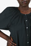 Staud Black Poplin Puff Sleeve Mini Dress Size XL