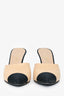 Pre-Loved Chanel Nude Black Cap Toe Pearl Mule Heels Size 38.5
