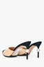 Pre-Loved Chanel Nude Black Cap Toe Pearl Mule Heels Size 38.5