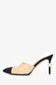 Pre-Loved Chanel Nude Black Cap Toe Pearl Mule Heels Size 38.5