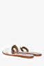 Hermès White Leather Oran Slides Size 38