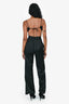 NBD Black Satin Backless V Neck Jumpsuit Size XXS