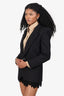 Saint Laurent Black Striped Wool Single Breasted Blazer Size 34