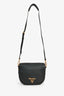 Prada Black Grained Leather Orange/Green Canvas Dual Strap Crossbody Bag