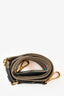 Prada Black Grained Leather Orange/Green Canvas Dual Strap Crossbody Bag