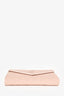 Saint Laurent Blush/White Trim Leather Chevron Wallet on Chain