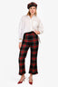 Miu Miu 2020 Red/Green Plaid Flared Pants Size 38