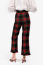 Miu Miu 2020 Red/Green Plaid Flared Pants Size 38