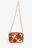 Dolce & Gabbana Red/Cream Canvas Floral Shoulder Bag