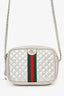 Gucci Silver Metallic Quilted Leather Small Trapuntata Crossbody Bag