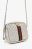 Gucci Silver Metallic Quilted Leather Small Trapuntata Crossbody Bag