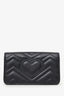 Gucci Black Leather Mini GG Marmont Animal Studs Wallet on Chain