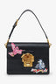 Dolce & Gabbana Black Embossed Leather Bird Embellished Shoulder Bag
