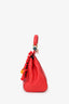 Dolce & Gabbana Red Embroidered Top Handle Bag With Strap