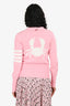 Thom Browne Pink Cotton Crab Graphic Logo Cardigan Size 40