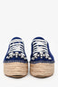 Miu Miu Navy Suede Crystal Embellished Lace Up Espadrilles Size 37.5