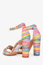 Manolo Blahnik Multicolour Raffia Heeled Sandals Size 37