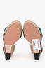 Gucci Teal Suede Raffia Embroidered Floral Wedges Size 38.5