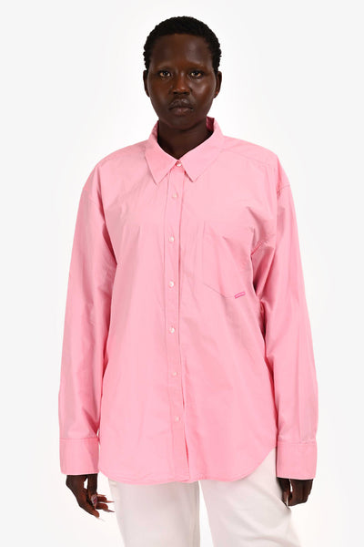 alexanderwang tops pink♡ Pink Cotton Shrunken Logo Tee in LIGHT PINK | alexanderwang®