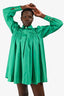 Aje Green Cotton Long Sleeve Ruffle Mini Dress Size 8