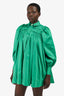Aje Green Cotton Long Sleeve Ruffle Mini Dress Size 8