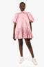 Aje Pink Cotton Puff Sleeve Ruffle Mini Dress Size 8