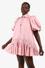 Aje Pink Cotton Puff Sleeve Ruffle Mini Dress Size 8