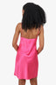 Vetements Pink Satin Logo Mini Slip Dress Size XS
