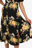 Reformation Black/Orange Floral Print Wrap Dress Size S