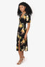 Reformation Black/Orange Floral Print Wrap Dress Size S